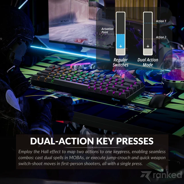 Alt view image 5 of 7 - Master M65 HE 65% | Rapid Trigger Technology | Magnetic Mechanical Gaming Keyboard | 68 Keys RGB LED for PC/Mac Gamer | US Layout (Black, Clear Switch)