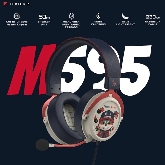 Alt view image 2 of 7 - M595 HybridCore Gaming Headset - Proxy Boom Edition - Cmedia CM6646, HybridCore Precision, Noise Cancelling Mic, 280g Lightweight, 3D Protein Leather Cushions