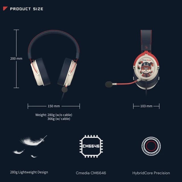 Alt view image 5 of 7 - M595 HybridCore Gaming Headset - Proxy Boom Edition - Cmedia CM6646, HybridCore Precision, Noise Cancelling Mic, 280g Lightweight, 3D Protein Leather Cushions