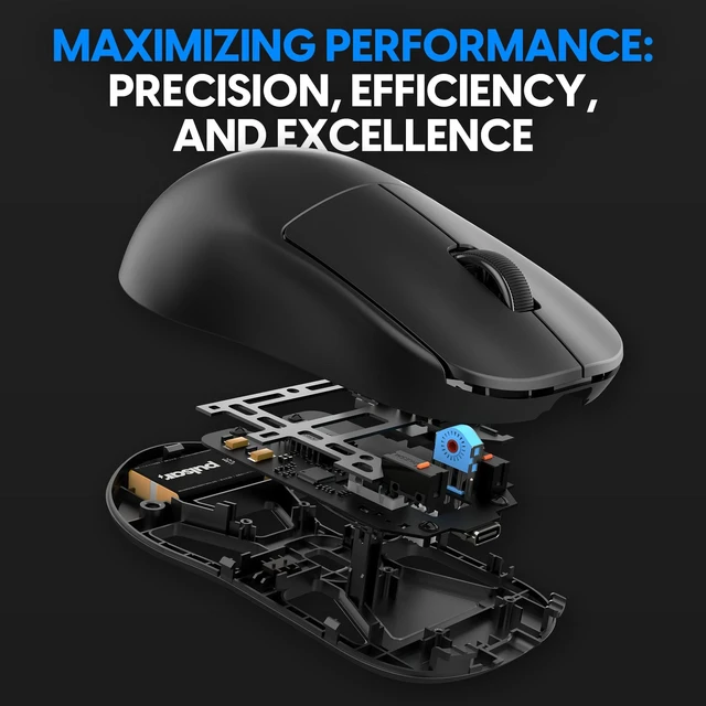 Alt view image 2 of 7 - Gaming Gears X2H mini Wireless Gaming Mouse, Ultra Lightweight 1.83 oz (52 g), Symmetrical, Optical Switch, 2.4 Ghz 1 ms, 26000 DPI, PAW3395 Sensor (Mini, Wireless, Black)