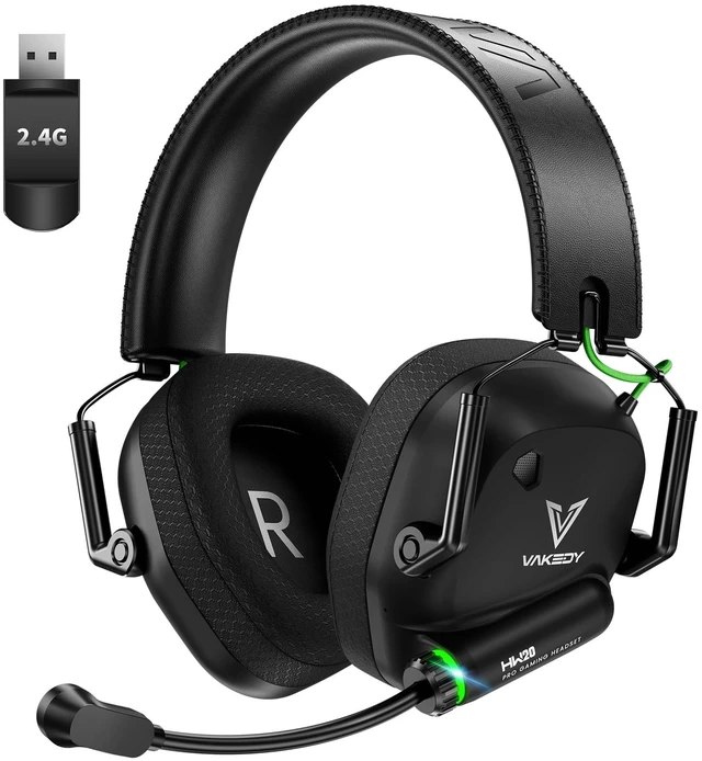 Main image of Wireless Gaming Headset for PS5, PC, PS4, Mac, Switch, 2.4GHz Low Latency USB Dongle, Bluetooth 5.4 Headset with Noise Cancelling Mic, 50mm 3D Audio Driver, RGB Lights, 50H Battery