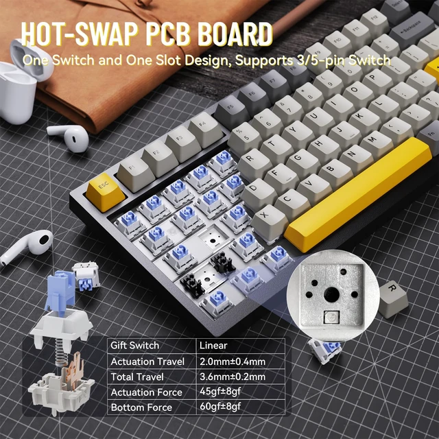 Alt view image 3 of 7 - X820ULTRA Wireless Gaming Mechanical Keyboard with TFT Smart Display&Knob,PBT Keycaps,Gasket Mounted 75% TKL Keyboard,BT5.0/2.4GHz/USB-C,RGB Backlit for PCStarry Black Shark Switch