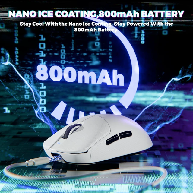 Alt view image 3 of 6 - Attack Shark X8 Ultimate 8K Wireless Gaming Mouse,42K DPI PAW3950MAX Sensor,Nordic 54L15 Chip,59g Lightweight,Optical Switches, RGB Receiver for PC/Mac/Win,White&Tape