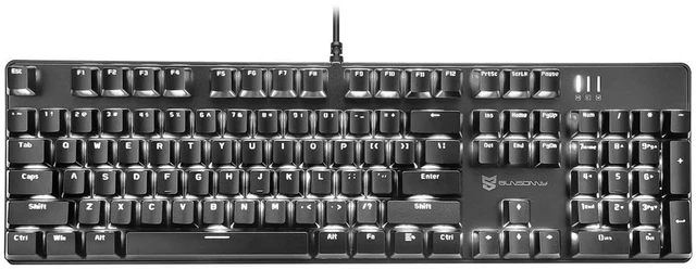 Main image of Brown Switch Black Full Size Mechanical Gaming Keyboard | 104 Keys US Layout Ice Blue Backlit Wired PC Gaming Keyboards | Hot Swappable LED Backlit Wired Mechanical Computer Keyboards