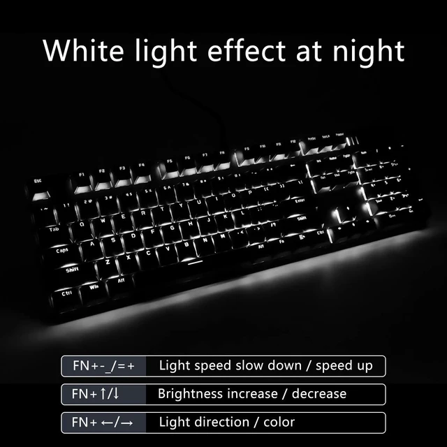 Alt view image 5 of 7 - Brown Switch Black Full Size Mechanical Gaming Keyboard | 104 Keys US Layout Ice Blue Backlit Wired PC Gaming Keyboards | Hot Swappable LED Backlit Wired Mechanical Computer Keyboards