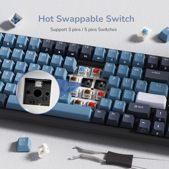 Alt view image 4 of 7 - RK98 Wireless Mechanical Keyboard, 3750mAh, 96% Layout | BT/2.4G/USB-C, Hot-Swap Pre-lubed Linear Switches, Programmable Software, RGB Gaming Keyboards
