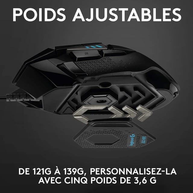 Alt view image 3 of 7 - G502 Hero High Performance Wired Gaming Mouse, Hero 25K Sensor, 25,600 DPI, RGB, Adjustable Weights, 11 Programmable Buttons, On-Board Memory, PC/Mac - Black