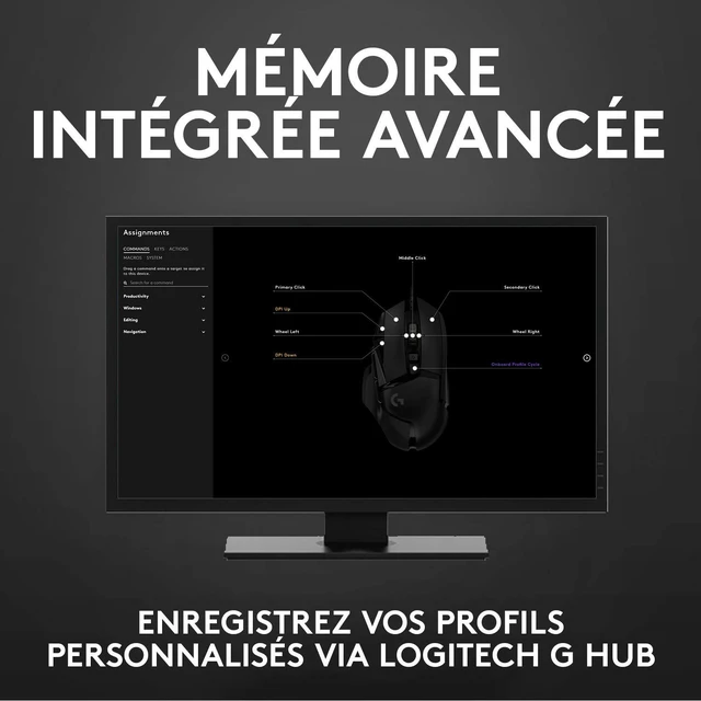 Alt view image 7 of 7 - G502 Hero High Performance Wired Gaming Mouse, Hero 25K Sensor, 25,600 DPI, RGB, Adjustable Weights, 11 Programmable Buttons, On-Board Memory, PC/Mac - Black