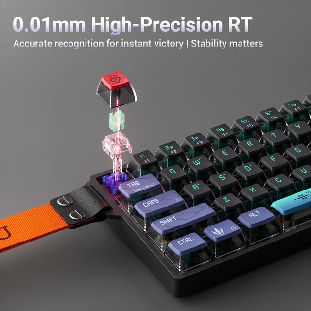 Alt view image 2 of 7 - HK-K22 Mechanical Gaming Keyboard with Hall Effect Magnetic Switch, Fast Trigger Mode Adjustable Actuation, 8000Hz Polling Rate, RGB Backlit,Wired Magnetic Keyboard for Laptop/PC Gamer (Wind)