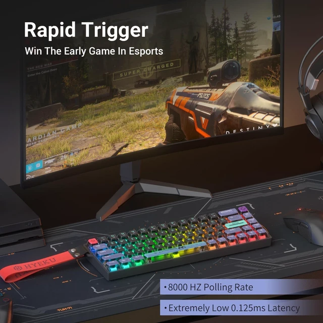 Alt view image 6 of 7 - HK-K22 Mechanical Gaming Keyboard with Hall Effect Magnetic Switch, Fast Trigger Mode Adjustable Actuation, 8000Hz Polling Rate, RGB Backlit,Wired Magnetic Keyboard for Laptop/PC Gamer (Wind)