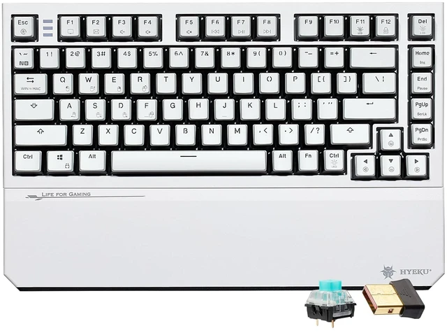 Main image of X2 TKL Wireless Mechanical Gaming Keyboard with Magnetic Wrist Rest, Dual-Mode 2.4GHz/USB-C Ergonomic Keyboard, Pre-lubed Clicky Switches, White LED Backlit Computer Gaming Keyboards