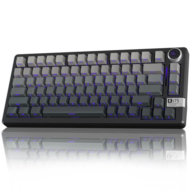 Main image of KI75 Wireless Mechanical Gaming Keyboard, 75% Percent Aluminum Hot Swappable Switches, Side-Printed RGB Backlit Custom Keyboard with Knob, Tri-Mode 2.4GHz/USB-C/BT 5.0 for PC