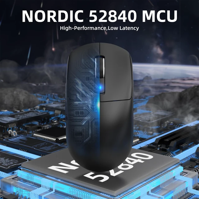Alt view image 3 of 7 - R6 39g Lightweight Wireless Gaming Mouse - Black | PixArt PAW3950MAX 42000 DPI, MCU Nodic 52840 Computer Mouse, 8K Web Driver, BT/2.4Ghz/Wired Tri-Mode Mice with Coiled Cable
