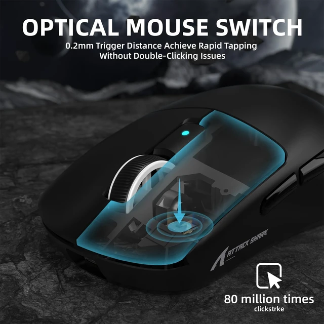 Alt view image 5 of 7 - R6 39g Lightweight Wireless Gaming Mouse - Black | PixArt PAW3950MAX 42000 DPI, MCU Nodic 52840 Computer Mouse, 8K Web Driver, BT/2.4Ghz/Wired Tri-Mode Mice with Coiled Cable