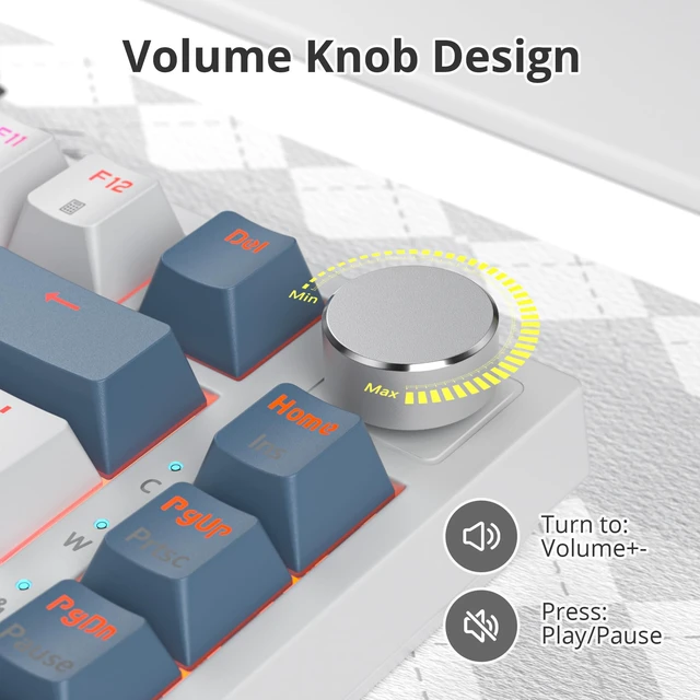Alt view image 5 of 6 - 75 Percent Keyboard Gasket-Mounted with Sound Absorbing Pads, 82-Key Compact Wired RGB Mechanical Gaming Keyboard Hot-Swap Socket for Win, Whistle