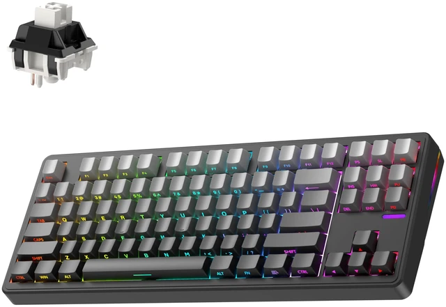 Main image of 87 Hot Swappable Custom Linear Switches Wireless Mechanical Keyboard | Tri-Mode BT5.0/2.4GHz/USB-C,RGB Backlit Computer Gaming Keyboards for PC/Tablet/PS/Xbox(Black)