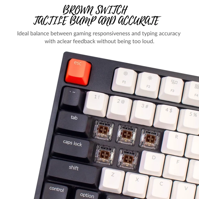 Alt view image 4 of 7 - C1 Wired TKL Keyboard, Gateron G Pro Brown, RGB Backlight | Wired 87-key TKL keyboard with Gateron G Pro Brown switches, rgb backlight and 1000 Hz polling.