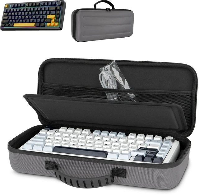 Main image of 75% Keyboard Case, Hard Shell Travel Carrying Bag for Aula F75 | Fits Aula F75, ASUS ROG 75% & Similar Hard Shell, Soft Lining, Dustproof, Mesh Pocket for Accessories