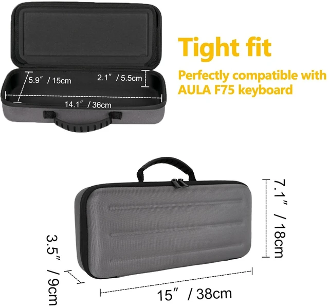 Alt view image 2 of 7 - 75% Keyboard Case, Hard Shell Travel Carrying Bag for Aula F75 | Fits Aula F75, ASUS ROG 75% & Similar Hard Shell, Soft Lining, Dustproof, Mesh Pocket for Accessories