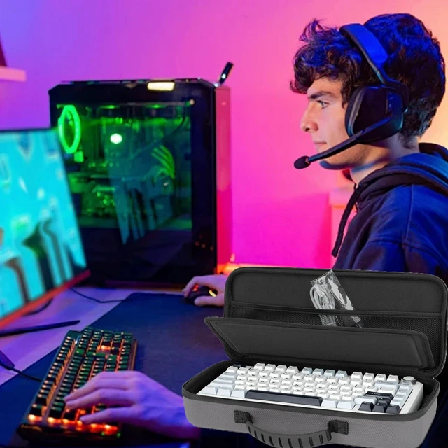 Alt view image 7 of 7 - 75% Keyboard Case, Hard Shell Travel Carrying Bag for Aula F75 | Fits Aula F75, ASUS ROG 75% & Similar Hard Shell, Soft Lining, Dustproof, Mesh Pocket for Accessories