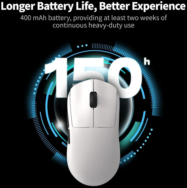 Alt view image 6 of 7 - H9 Gaming Wireless Mouse, White | 12500 Dpi Optical Sensor, 60g Lightweight, 5 Programmable Buttons, Sword Micro Switch, Web Drive, 150 Hr Battery, for PC&MAC