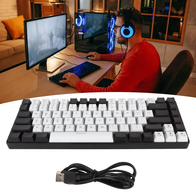 Alt view image 2 of 7 - Mechanical Feeling Gaming Keyboard, 84 Keys Hot Swappable Wired Mechanical Feeling Keyboard, RGB Backlit Ultra Compact Keyboard for Desktop, Computer, PC (White)