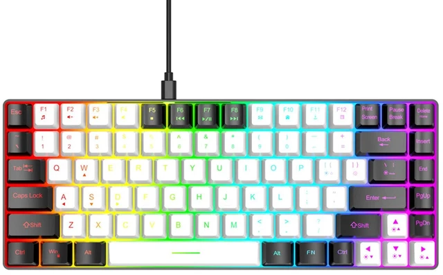 Alt view image 6 of 7 - Mechanical Feeling Gaming Keyboard, 84 Keys Hot Swappable Wired Mechanical Feeling Keyboard, RGB Backlit Ultra Compact Keyboard for Desktop, Computer, PC (White)