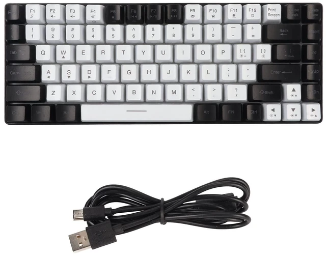 Alt view image 7 of 7 - Mechanical Feeling Gaming Keyboard, 84 Keys Hot Swappable Wired Mechanical Feeling Keyboard, RGB Backlit Ultra Compact Keyboard for Desktop, Computer, PC (White)