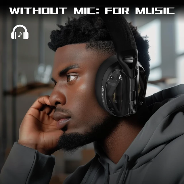Alt view image 7 of 7 - Wireless Over-Ear Gaming Headset,40mm Drivers,Detachable Noise Cancelling Mic,Memory Foam Ear Pads,3 Modes USB Computer Headset with 5.1 Surround Sound for PC/Mac/PS4/PS5-Black
