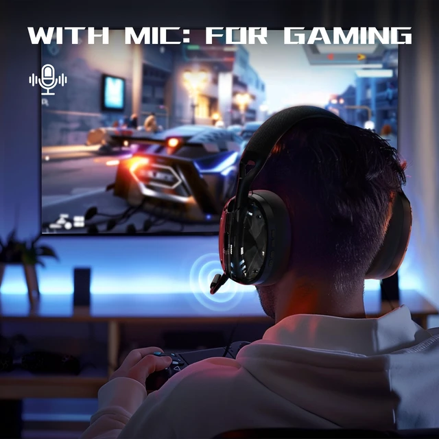 Alt view image 6 of 7 - Wireless Over-Ear Gaming Headset,40mm Drivers,Detachable Noise Cancelling Mic,Memory Foam Ear Pads,3 Modes USB Computer Headset with 5.1 Surround Sound for PC/Mac/PS4/PS5-Black