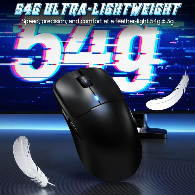 Alt view image 5 of 7 - AJ159V2MC Wireless Gaming Mouse,Ultra-Light 54g,24,000 DPI PAW3311 Sensor,Tri-Mode (2.4GHz/USB-C/BT 5.0),Dual Swappable 300mAh Batteries,1KHz Polling Rate,PC Gamer Mouse for FPS Black