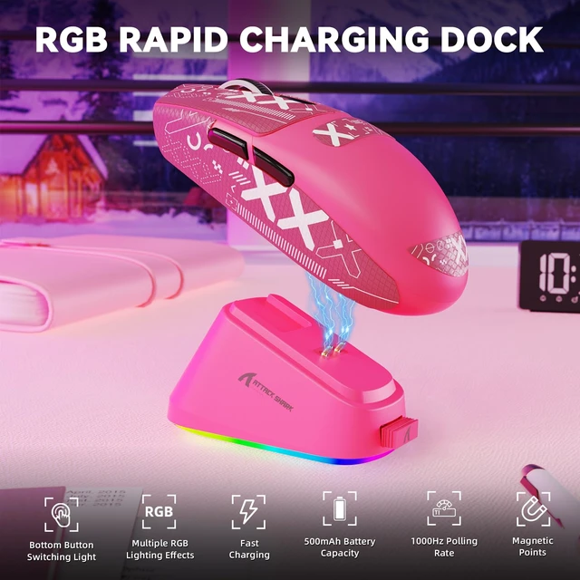 Alt view image 3 of 7 - G3 PRO Wireless Gaming Mouse, 25K DPI, 59g Ultra-Light | PAW3311 Sensor, Tri-Mode 2.4G/Bluetooth/USB-C, 1000Hz, 100M Switches, RGB Magnetic Charging Dock for PC/Mac