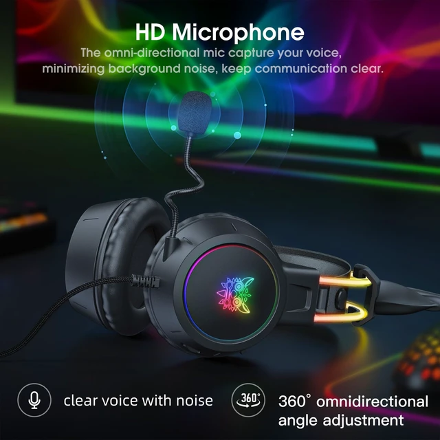 Alt view image 5 of 7 - Lightweight Gaming Headset, RGB Lighting, Wired Over Ear Headphones with Mic for PC Laptop PS4 PS5 Switch, Stereo Surround Sound, Self-Adjusting Headband, Black Deer Ear