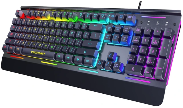 Main image of Wired Gaming Keyboard, RGB Backlit Keyboard with Metal Panel Design | 15-Zone RGB Illumination, Whisper Quiet Design, IP32 Water Resistance, 25 Anti-ghosting Keys, Ergonomic Design