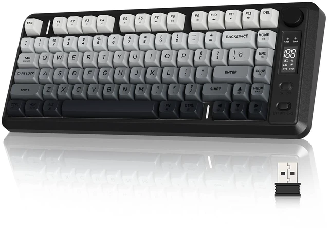 Main image of Wireless Gaming Keyboard, 75% 82-Key Membrane,RGB-Moon Night | Mechanical Feel, Smart Display & Knob, PBT Gradient Keycaps, 2.4G Wireless, Bluetooth, 2000mAh Battery for PC, MAC