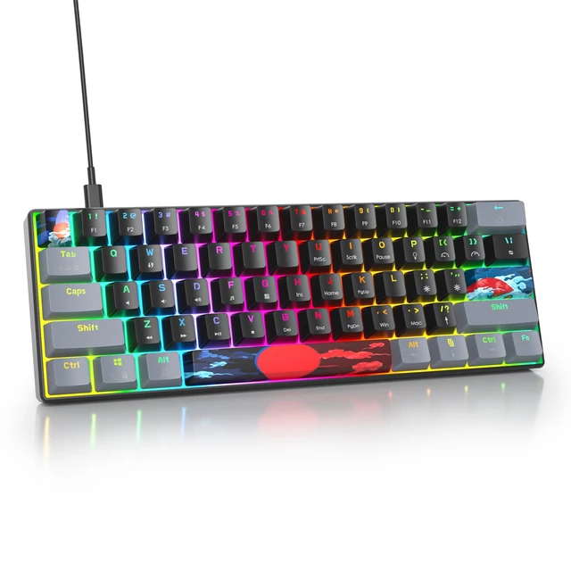 Alt view image 7 of 7 - 60% Percent Keyboard Mechanical Gaming with Red Switch Wired Ultra Compact RGB Mini Keyboard Backlit for PC Xbox PS4 (Dark/Red Switch)