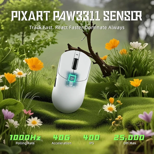 Alt view image 3 of 7 - X8 SE 55g Superlight Wireless Gaming Mouse,BK52820 Tri-Mode BT/2.4G Wireless/Wired Mouse,25000DPI,500mAh Battery,Med to Large Hand Size,5 Programmable Buttons for Pc/Mac(White)