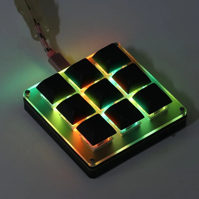 Alt view image 3 of 7 - Mini 9 Key Macro Keyboard, Triple Mode USB C/2.4G/BT 5.1 | Auto Sleep, Programmable, One Handed Mechanical Gaming Keyboard