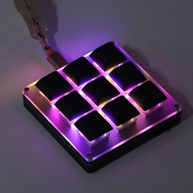 Alt view image 4 of 7 - Mini 9 Key Macro Keyboard, Triple Mode USB C/2.4G/BT 5.1 | Auto Sleep, Programmable, One Handed Mechanical Gaming Keyboard
