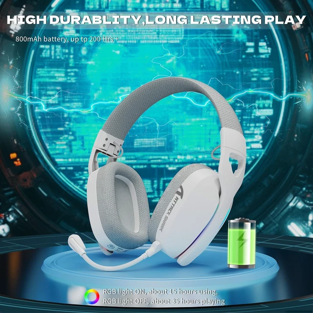 Alt view image 7 of 7 - L90 Over-Ear Wireless Gaming Headphone with Mic - White | 2.4GHz/Bluetooth/Wired, 40mm Driver, 7.1 Surround Sound, Foldable, Ultra-Light, RGB, Customizable, Ergonomic, for PS4/PS5/PC
