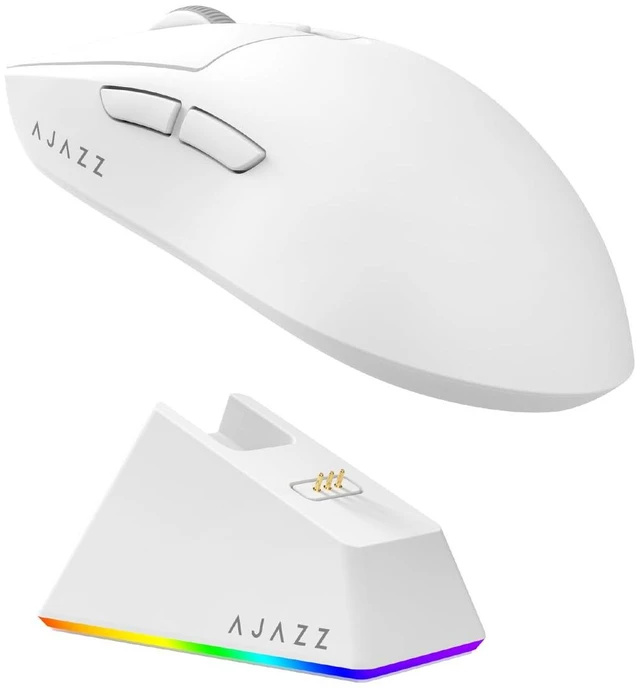Main image of AJ139 V2 MC Wireless Gaming Mouse with RGB Charging Dock, 66g Ultra-Lightweight Tri-Mode Optical Mouse, 24000 DPI PAW3311 Sensor, Ergonomic Rechargeable Gaming Mouse for PC/Mac - White