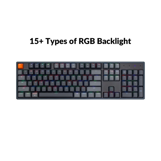Alt view image 6 of 7 - Keychron K10 Full Size 104 Keys Bluetooth Wireless/USB Wired Mechanical Gaming Keyboard for Mac with Keychron Super Red Switch/RGB Backlight/Multitasking Computer Keyboard for Windows, Aluminum Frame
