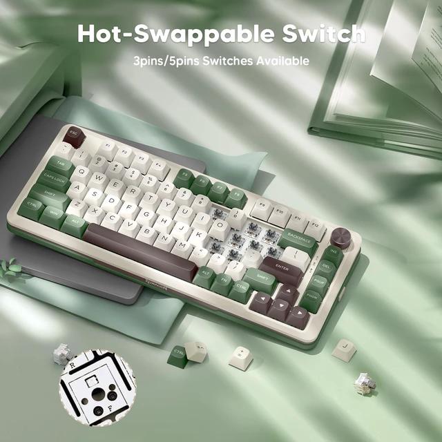 Alt view image 5 of 7 - Redragon K681 Pro Wireless Mechanical Keyboard, Gasket Mounted RGB Gaming Keyboard with Volume Knob, MDA-Profile, Pre-Lubed Linear Switches, 81 Keys 75 Tri-Mode Hot Swappable for PC/Xbox/PS (Matcha)