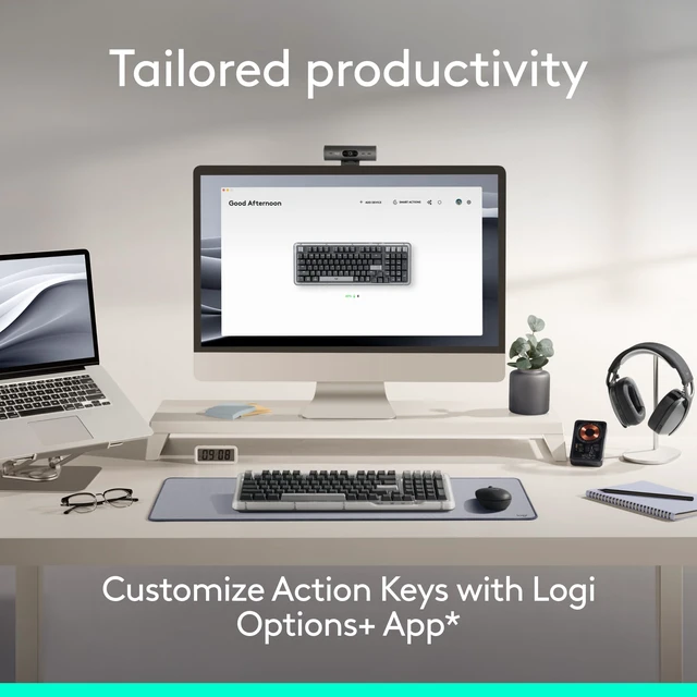 Alt view image 6 of 7 - Logitech Alto Keys K98M Wireless Mechanical Gasket Keyboard - Graphite | Customizable, clicky, vibration absorbing gasket, white backlit keys, Bluetooth, USB-C charging, for PC, Mac, Laptops