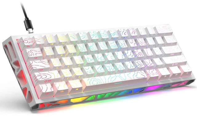 Main image of LAMA 60% Mechanical Gaming Keyboard, FullKey HotSwap DIY Custom Keyboard, 16 RGB Backlight Modes, Compact Portable Layout, Detachable USBC Cable for Gaming & Office Use, White