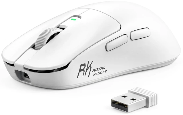 Main image of RK ROYAL KLUDGE MO3 Wireless Gaming Mouse, 48g Lightweight PC Mice, White | Bluetooth/2.4G/USB Rechargeable Computer Mouse, Silent Clicks, 5 Programmable Buttons, 6000 DPI, Online Software for Win/Mac
