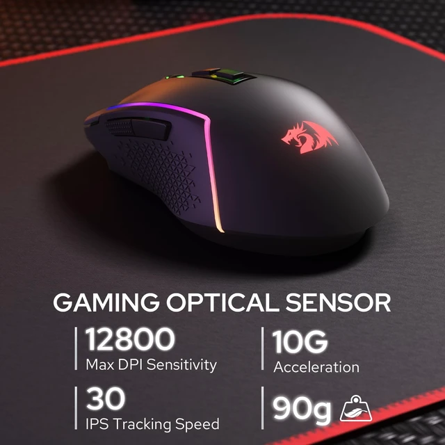 Alt view image 6 of 7 - Redragon Wireless K526 PRO Membrane Keyboard & M693 PRO Gaming Mouse Combo | LED Info Display & Knob, 0-Delay Tri-Mode Both Devices, Adjustable DPI Up to 12800, Shared Dongle for Cordless Desktop