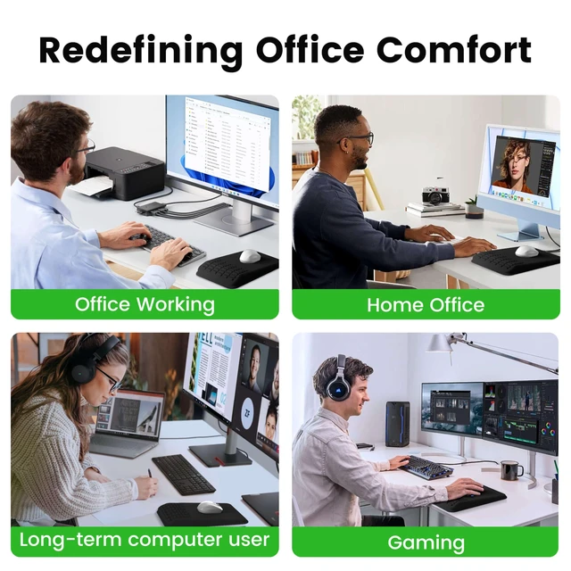 Alt view image 7 of 7 - MEKASS Mouse Pad with Wrist Rest, Ergonomic Slope Mousepad for Carpal Tunnel Pain Relief, Memory Foam Desk Computer Wrist Support Mouse Pad with for Office Home (Purple)