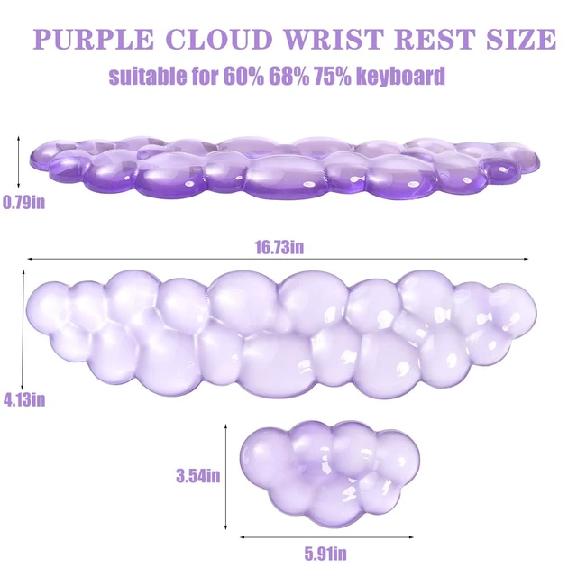 Alt view image 2 of 7 - Gel Keyboard and Mouse Wrist Rest, Cloud Wrist Pad for Computer Keyboard | Purple Wrist Support for Keyboard 60%/68%/75%,Cloud Wrist Rest,Keyboard Cushion, Comfort & Support for Typing and Gaming