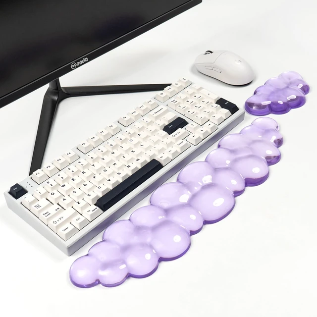 Main image of Gel Keyboard and Mouse Wrist Rest, Cloud Wrist Pad for Computer Keyboard | Purple Wrist Support for Keyboard 60%/68%/75%,Cloud Wrist Rest,Keyboard Cushion, Comfort & Support for Typing and Gaming